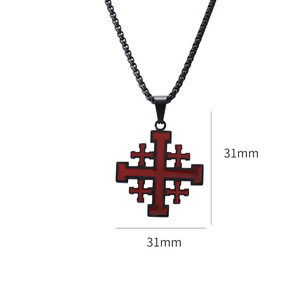 Colgantes caja cadena Rojo Negro Plata oro religioso cristiano Cruz Acero inoxidable Jerusalén collar - Product Image 5