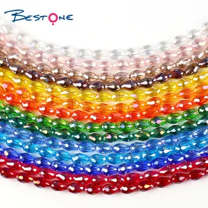 Bestone-cuentas de cristal en forma de lágrima para fabricación de joyas, abalorios de cristal, facetados, 3x5mm, AB, venta al por mayor