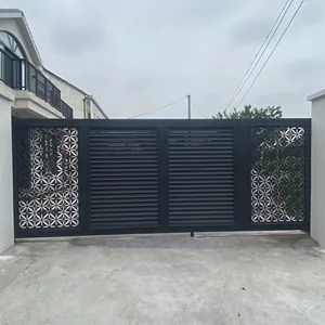 Easy Install custom design swing Modern Style Villa House Factory Aluminum automatic gate system fence sliding driveway gate