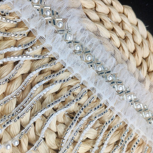 Low Price Novel Design White Shiny French Tulle Tassel Crystal Beaded Sequin Lace Fabric for Garment <strong>Wedding</strong> <strong>Dress</strong> Gown ZB136