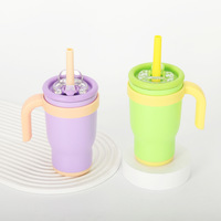 Gobelet isotherme à double paroi de 14 oz, nouveau style, avec poignée, compatible voiture, résistant à la glace, portable, moderne et minimaliste