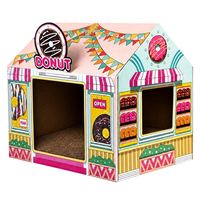 Griffoir pour chat en carton, thème boulangerie, motif pâtisserie, design boutique de donuts, pour chats d'intérieur, vente en gros, direct usine