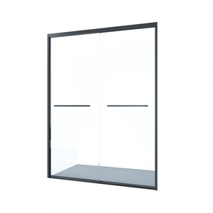Puerta de Ducha Corredera Doble de 56-60x70 con Marco de Aluminio, Vidrio Templado Transparente de 5/16, Mampara de Baño con Acabado Mate - Product Image 1