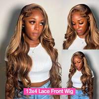 Hochdichte Ombre P4/27 Highlight Farbige Body Wave 13x4 HD Lace Front Echthaarperücke aus Rohem Vietnamesischem Haar 13x6 Echthaar