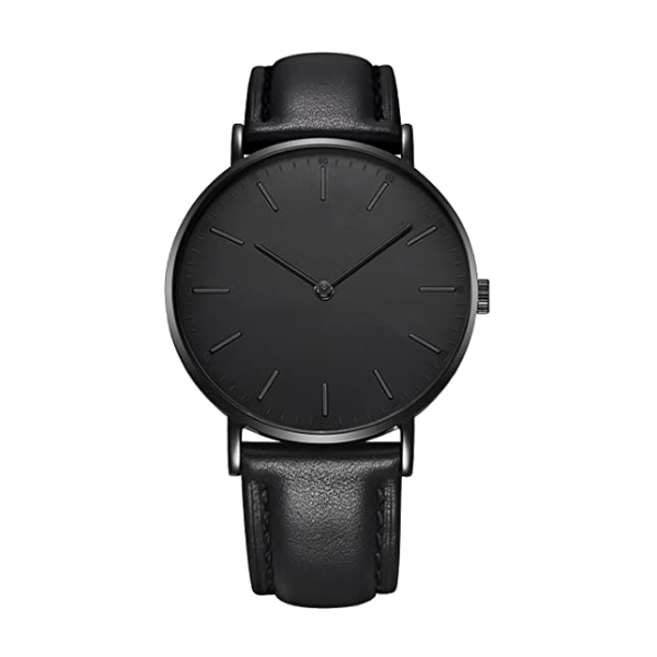 Cocean Custom Brand Your Own Logo Black Vintage Alloy Quartz Watch Private Label Leather Strap Simple Casual Wrist Watch for Men
