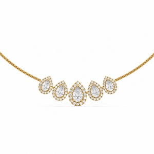 Custom Lab Grown Diamond Pear Cut Halo Necklace 14K 18K Gold Fine Jewelry OEM ODM Manufacturer Factory for Bridal <b>Wedding</b> - Product Image 4