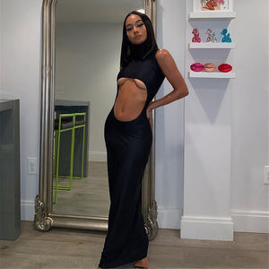 plain black long frock