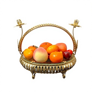 Cesta de Frutas y Plato para Pastel de Hierro y Vidrio, Color Sólido, Vajilla para Sala de Estar, para Postres Festivos - Product Image 1