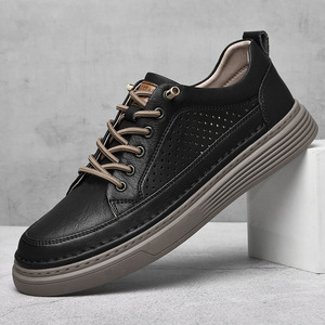 Chaussures de sport d'extérieur quatre saisons pour hommes, en cuir véritable fait main, tendance mode, souples et respirantes, mocassins décontractés, vente chaude - Product Image 4