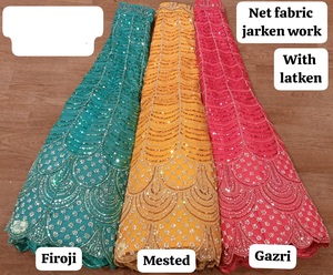 Kadınlar için ağır süslenmiş <span class=keywords><strong>Net</strong></span> Lehenga Georgette Flair gelin Partywear kutlamak tören geceleri tarzı - Product Image 5