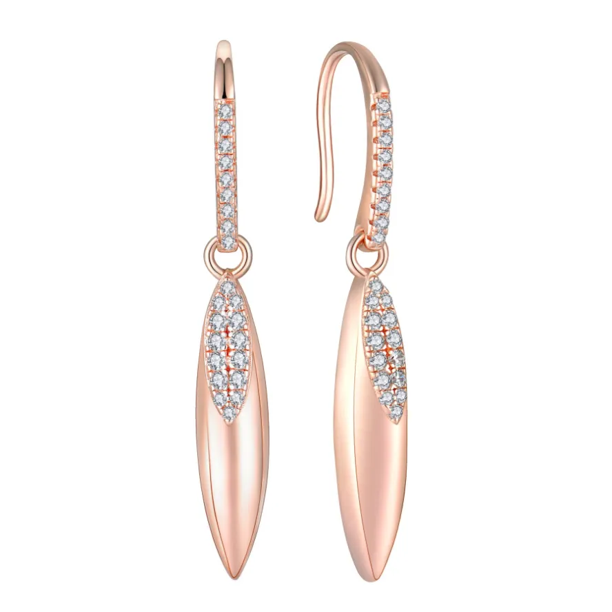 Custom High Quality 18K Rose Gold Plated Earrings 925 Sterling Silver Eucalyptus Diamond Earrings For Women
