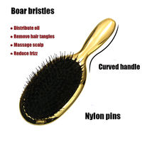Brosse Démêlante en Poils de Sanglier à Marque Blanche pour Extensions de Cheveux, Brosse Soufflante Personnalisée en ABS pour Perruques Humides, avec Logo sur Mesure, Ensemble pour Femmes