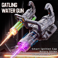 Pistolet à eau électrique Gatling puissant pour enfants, idéal pour les batailles aquatiques estivales en extérieur, les fêtes à la plage, les jeux de piscine et les combats aquatiques.