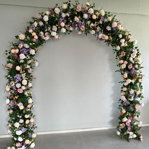 D-UFA006 gros fleurs artificielles arc de mariage toile de fond fleurs arc en plastique fleur arc soie pour la décoration de mariage - Product Image 4