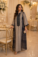 Robe longue ample en polyester à imprimé géométrique, broderie à la main et sequins, pour femme, idéale pour les rassemblements, le quotidien, le Ramadan, l'Aïd, Abaya ODM