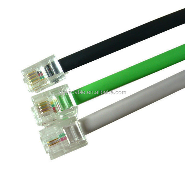 6P2C2-core 4-core Telephone Line 1-20 m RJ11 Flat 6P4C Landline Telephone Connection Cable