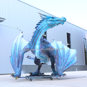 Dragon animatronique géant en métal étanche, réaliste, qui respire du fumée, sculpture intérieure/extérieure pour centre commercial à thème - Product Image 2