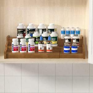 Yüksek kalite Modern bambu ayarlanabilir katlanır <span class=keywords><strong>3</strong></span>-Tier genişletilebilir baharat rafı kabine organizatör-ahşap ceviz sergileme rafı - Product Image 3