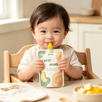 Pochette PE de qualité alimentaire 300 ml, durable, anti-fuite, avec bec verseur pour aliments pour bébés, purée de fruits