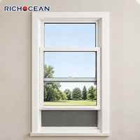 Ventanas Verticales de Doble Hoja de Aluminio Impermeables RICHOCEAN, Ventanas de Guillotina con Vidrio de Eficiencia Energética y Mosquitera