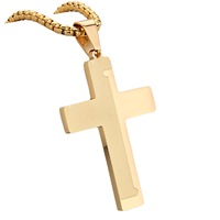 Collier pendentif croix style punk avec chaîne maille forçat en acier inoxydable plaqué or 18 carats/argent/noir, bijoux unisexe pour soirée