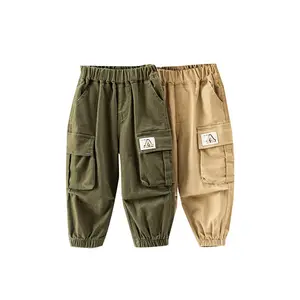 Pantalón para niño 2024 nuevos Pantalones deportivos gruesos de diseño minimalista de primavera y otoño para ropa infantil