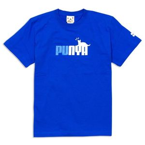 T-shirt Punya blu royal a maniche corte con stampa gatto, design divertente, abbigliamento unisex - Product Image 1