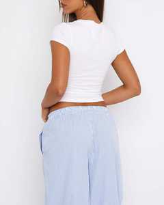 Women's Basic Summer Short Sleeve Crewneck <strong>T-Shirts</strong> Cute Going Out Tops Custom Graphic Baby Tee Blanks Y2K - Product Image 6