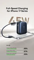 Banque d'alimentation ultra mini Baseus PicoGo AC22 avec câble USB-C intégré 20000mAh 45W Noir cosmique E00294 En stock