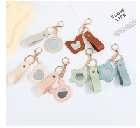 Porte-clés miroir miniature papillon multicolore en PU, miroir cosmétique de poche portable, porte-clés, logo personnalisé, pendentif pour sac à main femme, cadeau
