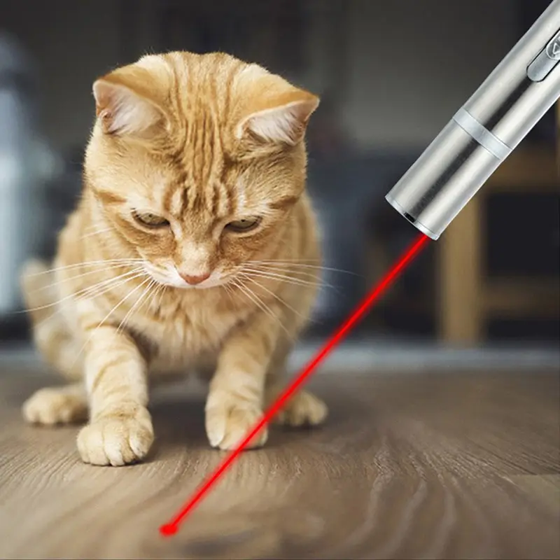 Интерактивная Лазерная Игрушка для кошек, забавная игрушка для котят, многоцветная USB перезаряжаемая лазерная указка для домашних животных для кошек