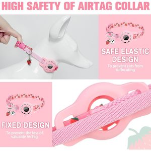 Collier pour chat BINGPET, motif fraise, nylon et silicone, avec clochettes, anti-perte, petite taille - Product Image 3