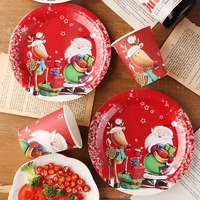 Assiettes en papier colorées rondes personnalisées, ensemble de vaisselle de décoration de table de Noël, assiettes en papier jetables