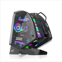 Boîtier de PC de jeu E-Sports, tour moyenne ATX, en plastique, pour hôtel, cybercafé, bricolage, boîtier transparent intégral irrégulier