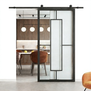 Système de <span class=keywords><strong>porte</strong></span> <span class=keywords><strong>coulissante</strong></span> <span class=keywords><strong>intérieure</strong></span> de style français de la marque Tengyu, <span class=keywords><strong>porte</strong></span> <span class=keywords><strong>coulissante</strong></span> en verre à cadre en acier, <span class=keywords><strong>isolation</strong></span> acoustique, garantie 1 an - Product Image 5