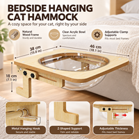 Hamac suspendu pour chat avec bol en acrylique transparent, cadre en bois et supports réglables, conception personnalisée OEM ODM