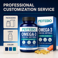 PEITEBIO Huile de poisson Oméga 3 en gélules pour chiens et chats avec EPA DHA Huile de saumon naturelle Soutien cutané et articulaire 120 gélules