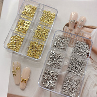 Rivet Nail Art Accessoires 6 grilles assorties Mini or et argent Étoile à six branches Rock Heart Nail Diamond Patch Accessoires