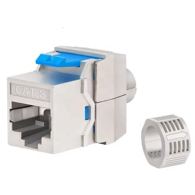 Network Cabling Assembly Full Shielded Toolless CAT8 Modular Jack Connector STP RJ45 Tool-Free Cat 8 Keystone