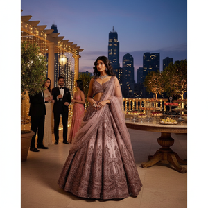 Robes de soirée Heera Creation, magnifiques robes en sequins et dentelle, Lehenga Choli rose taille M 1,5 kg pour les fêtes - Product Image 3