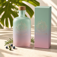 Botella de Lujo de 900ml, Superflint, Redonda, Cilíndrica, Transparente, Base Pesada, Vacía, para Licores, Whisky, Brandy, Personalizable, Venta al Por Mayor