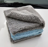 Serviette de séchage, lavage, detailing et polissage pour voiture en microfibre sans bords, ultra douce, 16x16 pouces