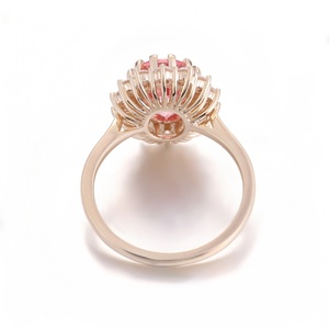 แหวนทองคำแท้ 18K 14K 10K สีเหลืองทอง ประดับพลอยรูปไข่สีชมพู ได้รับการรับรองจาก GRC สำหรับงานหมั้น เครื่องประดับชั้นสูง สำหรับงานปาร์ตี้ สำหรับผู้หญิง - Product Image 2