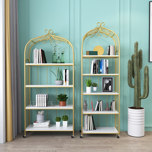 Étagère de rangement en forme de cage à oiseaux dorée de style nordique, écologique, multi-niveaux, pour l'affichage au sol de livres, cosmétiques, nail art, chaussures, sacs - Product Image 2