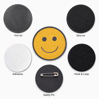 Écusson brodé personnalisé jaune visage souriant, badge rond haute densité pour vêtements, sacs, cadeaux promotionnels, vente en gros, direct usine