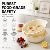 Cesta para lavar frutas Nimble, de plástico de calidad alimentaria, diseño de doble capa para almacenamiento de frutas