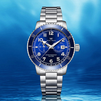 Montre mécanique personnalisée OEM tendance, cadran analogique lumineux en acier inoxydable, boîtier rond de 42 mm, bracelet à fermoir, vente en gros d'usine