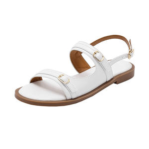 Sandales gladiateur simples à semelle plate, bout rond, boucle de ceinture, sandales ouvertes à bout ouvert - Product Image 5