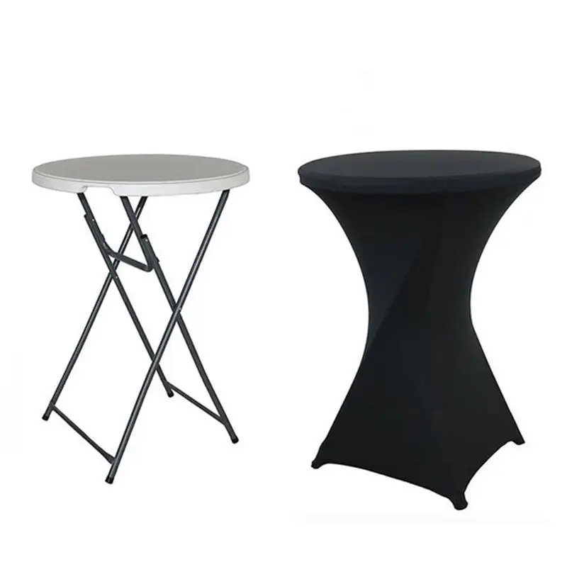 Cheaper Round Spandex Bar Table Covers Elastic Slipcovers Cocktail Stretch Table Cloths for Wedding