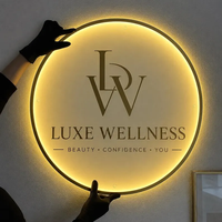 Nouvelle enseigne de magasin en acrylique et acier inoxydable, lettrage transparent rétroéclairé par LED, décoration de la maison, panneau publicitaire